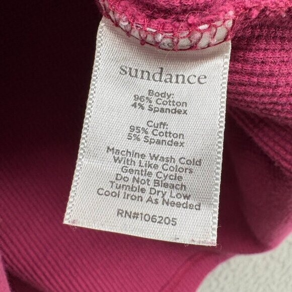 Sundance Thermal Long Sleeve Top Magenta Velvet Cuff Detail Boho Size M - Picture 9 of 10
